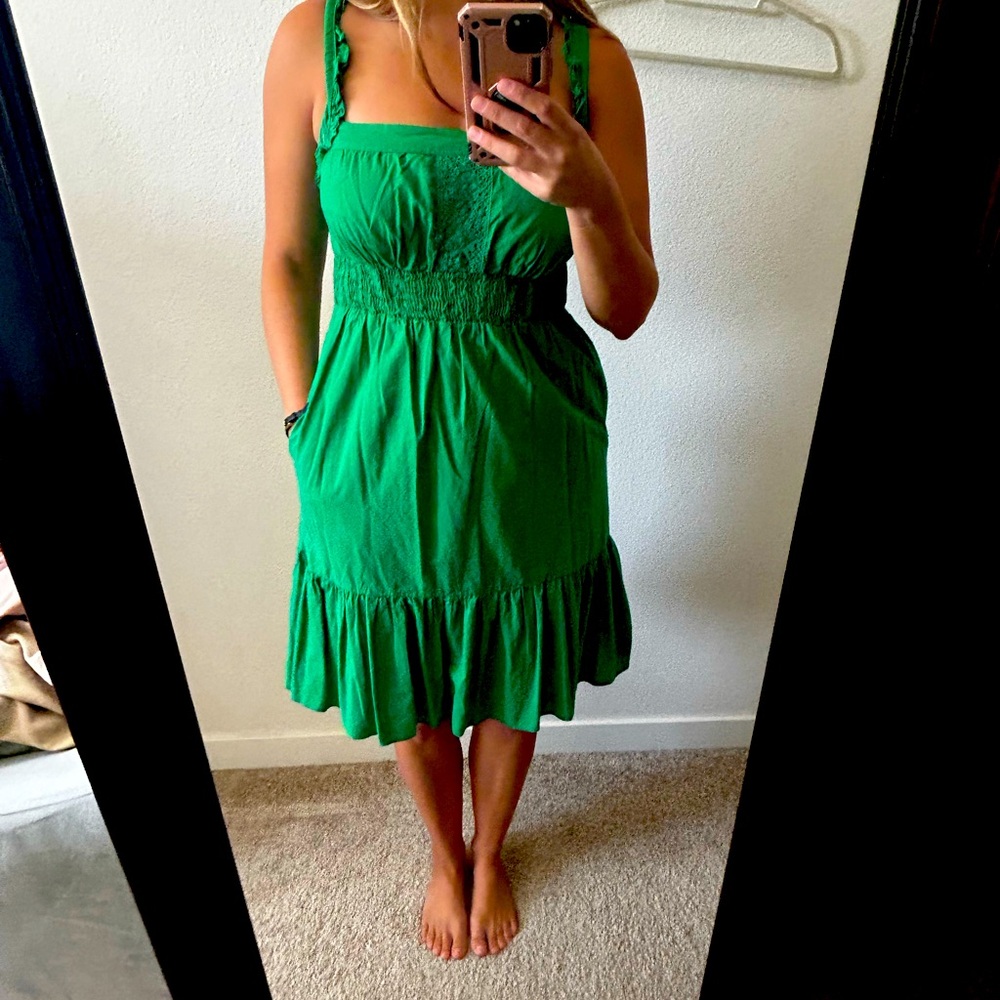 Anthropologie green summer dress